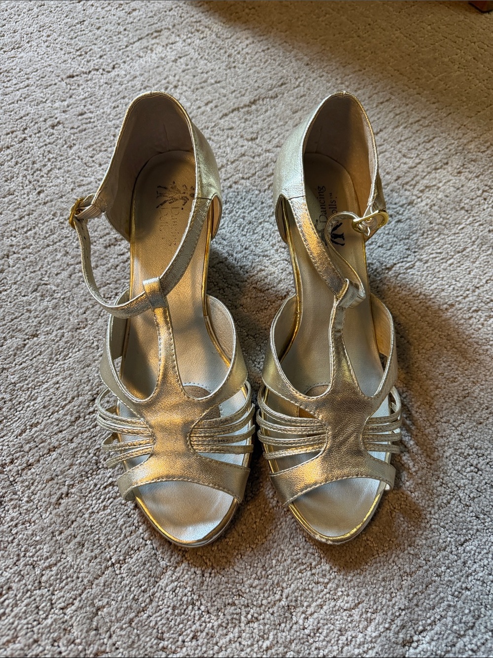 Gold T-Strap dancing shoes